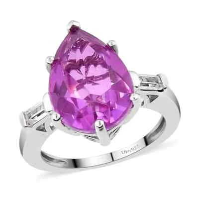 GORGEOUS 5.70ctw Patroke Quartz Triplet Solitaire Ring Platinum Plated Sz 5