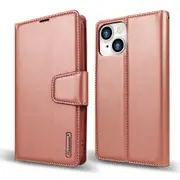ZUSLAB iPhone 13 Case, Hanman Leather Credit Card Wallet Flip Case for Apple (2021) - Rose Gold