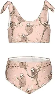 [Caihoyu] Girls Swimsuits Bikini Set 2 Piecing Bathing Suits for Teens Cute Tankini Bikini Set with Adjustable Strap