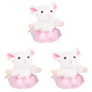 3PK Living Nature Play Tutu Mice Stuffed Animal Soft Plush Toy 12cm Assorted 0y+