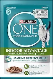 PURINA ONE Adult Wet Cat Food Indoor Chicken in Gravy Pouch 12x70g