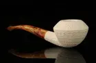 srv - Designers Lattice Block Meerschaum Pipe with fitted case M3137