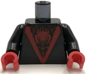 Lego New Torso Red 'V' Spider and Webbing Pattern Black Arms Red Hands Spiderman