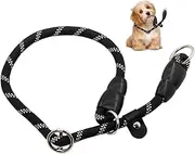 Lyfengdeam Dog Slip Collar Training Dog Collar with Reflective Strips,Puppy Braided Collar,Pets Nylon Rope Collar No Pull for Pet Outdoor Walking Round Training Lead with Adjustable (Black, L)