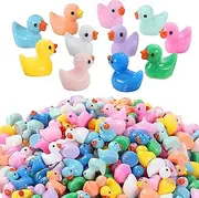 220 Pieces Mini Resin Ducks Tiny Duck for Garden Micro Landscape Ornament Dollhouse Prank Christmas Falloween Birthday Party Favors DIY Decoration Craft（11 Colors）