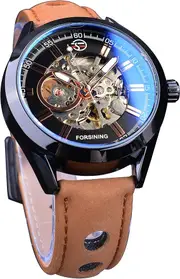 FORSINING 3D Blue Hardlex Glass Mens Transparent Sport Casual Mechanical Automatic Wrist Watch Top Brand Luxury