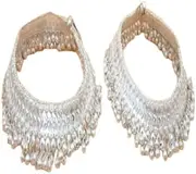 [Generic] White Alloy Oxidised Silver Metal Stone Studded Heavy Ghungroo Anklet for Women's By Indian Collectible, Medium, Metal, no gemstone