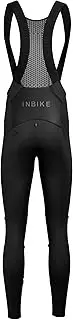 [INBIKE] Bib Trousers Cycling Trousers Men's Winter Warm Windproof Long Padded Slim Fit with 3D Seat Padding Pockets Suitable for 5-15°C Fleece Breathable Highly Elastic WT015