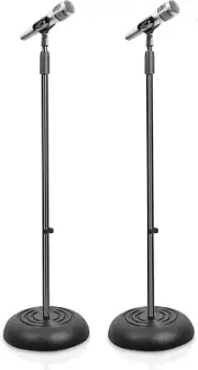 Microphone Stand-Universal Mic Mount W/ Heavy Compact Base Adjustable- Pair