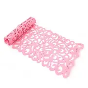 Catzon Rectangle Hollow Out Felt Table Runners Desk Mat for Home-Pink