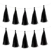 30Pcs Black Tassel Garland Banner with Rope