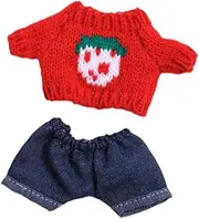 Perfeclan 15cm -17cm Plush Doll Clothes Soft Sweater and Jeans Stuffed Animals Clothes Doll Dress up Doll Outifit Cartoon Doll Clothing, red