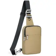 Mini Sling Bag for Women Men, Crossbody Bags Chest Bag Dual Pocket Khaki Large