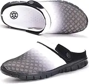 [Hsyooes] Clogs Men's Mules Summer Women's Mesh Breathable Garden Shoes Non-Slip Beach Slippers Aqua Sandals, Black, 6.5 AU