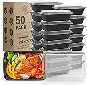 WGCC Meal Prep Containers, 50 Pack Extra-thick Food Storage Containers with Lids, Disposable & Reusable Plastic Bento Lunch Box, BPA Free, Stackable, Microwave/Dishwasher/Freezer Safe (24 oz)