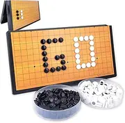 Magnetic Go Game Set, 34cm x 34cm Folding Board 19 x 19 Grids 361 Magnetic Pieces Checkers Portable Large Weiqi