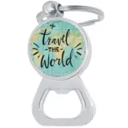 Travel The World Map Globe Bottle Opener Keychain - Metal Beer Bar Tool Key Ring