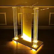 Podium Stand Portable, Rolling Table Clear Acrylic Podium with Wheels, Pulpits for Churches, Transparent Led Welcome Reception Table Church Pulpit for Church Opening Party, Clear
