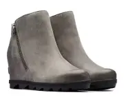 $220 NIB Sorel Joan Of Arctic Wedge II Boots Zip Waterproof Leather Quarry 10.5