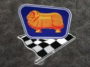 Golden Fleece Duo chequered flag self-adhesive vinyl sticker for petrol bowser