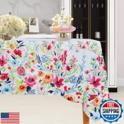 LUSHVIDA Easter Fabric Rectangle Table Cloth, Polyester Easter Flower Spring