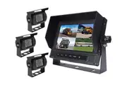 Elinz 7" Quad Screen Waterproof Monitor HD 12V/24V Reversing CCD Camera Mining Vehicle Truck Caravan Boat with 3 Camera and 3x 10M Cable