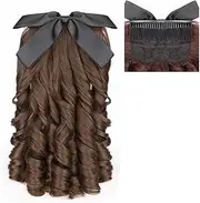 Beauty Synthetic Black Brown Ladies Princess Curly Ponytail Hairband Hair Comb Ponytail Hair Clip Women Hair Accessories(Light Brown)