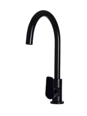 Meir Round Gooseneck Kitchen Mixer Tap with Paddle Handle - Matte Black