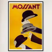 Galrie Mossant Hat Company Vintage Framed Advertising Poster for Home Décor Art Print, Black Frame, A2 42 x 60cm (16 x 24inch)