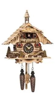Quartz Cuckoo Clock Black forest house with music EN 444/22 QM NEW