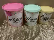 Tupperware Beautiful and Colorful New Set of 3 Canisters with Spanish Theme