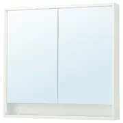FAXÄLVEN mirror cabinet w built-in lighting, white, 100x15x95 cm