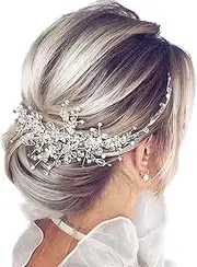 TRADERPLUS Crystal Headband Bride Wedding Hair Piece Vine Wedding Headpiece Hair Accessories Leaf Hair Jewelry Bead Headpiece