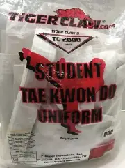 NEW! Student Tae Kwon Do Uniform White Size 000 Tiger Claw Brand Unopened TKD