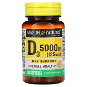 Mason Natural, Vitamin D3, 125 mcg (5000 IU), 100 Softgels
