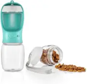 Portable Dog Water Bottle with Food Container, 12 OZ + 6 OZ, Leak Proof Puppy Wa