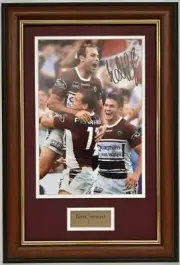 Brett Stewart Manly Sea Eagles Action Photo Signed Framed Memorabilia
