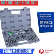 40pc Quality Hardened Metric TAP & DIE Set Screw Thread Taper Drill Tool Kit TOP