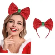 Christmas Bow Headband Sequin Bow Hair Hoop Holiday Cute Headbands Big B Red