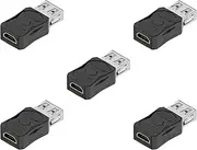 tunghey 5Pack USB 2.0 A Female to Micro USB Female Adapter Converter Connector Support Data Sync & Charging
