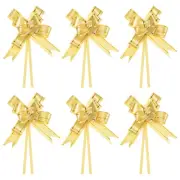 100Pcs 13" Pull Bows Ribbon Gift Wrapping String Decorative Bow Tie Gold Tone