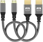 tunghey 2Pack Mini HDMI to HDMI Cable, Braided High Speed 4K 60Hz HDMI 2.0 Cord, Compatible with Camera, Camcorder, Tablet and Graphics/Video Card, Laptop, Ra-spberry Pi Zero W 0.3M