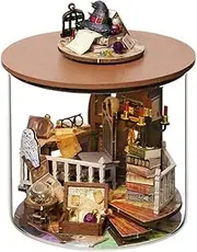 Ieron DIY Miniature Dolls House Kit DIY Wooden Doll House Kit with Dust Cover Creative Handmade Woodern Crafts for Adults Creative Room Birthday Chirstmas(Magic Cabin)