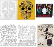 4 PCS Die Cuts for Card Making, AFUNTA Halloween Die Cuts Skull Flower Candle Letter Metal Stencils Cutting Dies for DIY Halloween Scrapbooking Decor