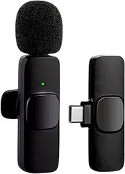 Wireless Microphone for iPad Type-C Phone, Plug-Play Wireless Lavalier Mic for Video Recording, Live Stream, Vlog, YouTube, TikTok, Facebook (Black)