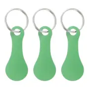 3Pcs Shopping Trolley Token Key Ring, 2.2 Inch Cart Remover, Green