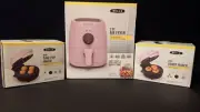 BELLA AIR FRYER 2QT. MINI CAKE POP MAKER/DONUT BAKER PINK BUNDLE SET