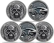 RYUKENLM 5 Pack of Memento Mori Coin 3D Skull Challenge Coins Daily Stoic Reminder Token EDC Coins for Stoic Practice Inspiratinal Stoicism Gift