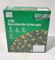Home Accents Holiday 150 Warm White Mini LED Net Steady Lit Lights Christmas