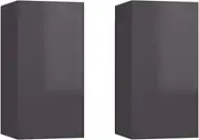 TV Cabinet Set of 2, High Gloss Grey Engineered Wood TV Stand, 30.5x30x60 cm, Modern TV Unit for Living Room, Space-Saving Storage Solution